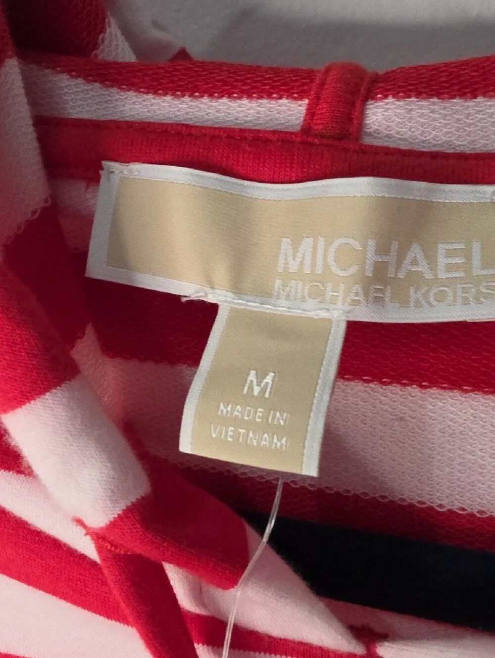 Michael Kors Red and Pink, Striped Hooded Sweatshirt with MK Logo